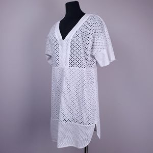 ZARA TRAFALUC white cotton eyelet beach mini dress